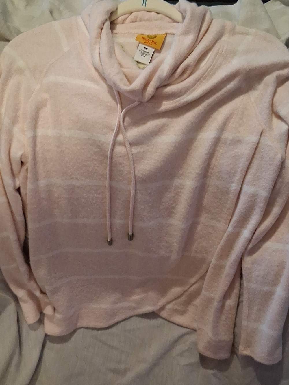 Ruby Rd Petite Light Pink Striped Cowl Neck Pullover